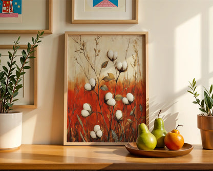 Cotton Field Autumn Prairie Grass Farmhouse in room