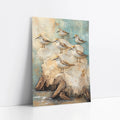Coastal Birds on Driftwood Soft Blue Gray art print