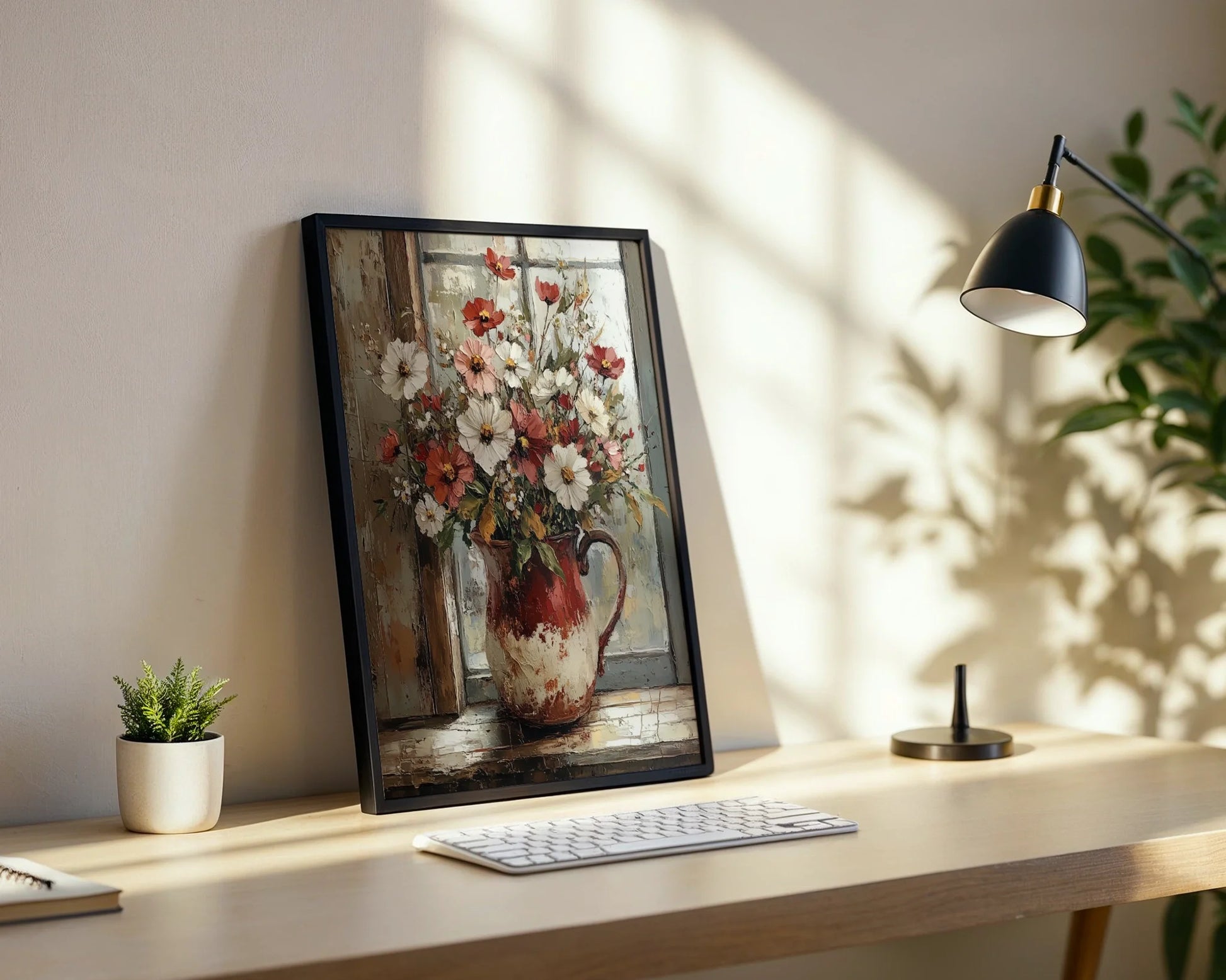 Rustic Floral Cosmos Pitcher Farmhouse in room