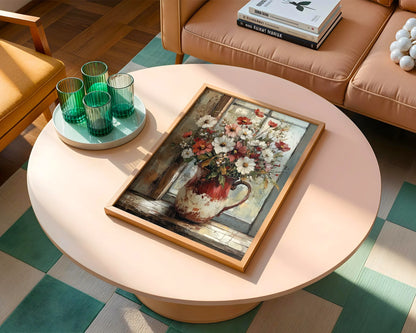 Rustic Floral Cosmos Pitcher Farmhouse in room