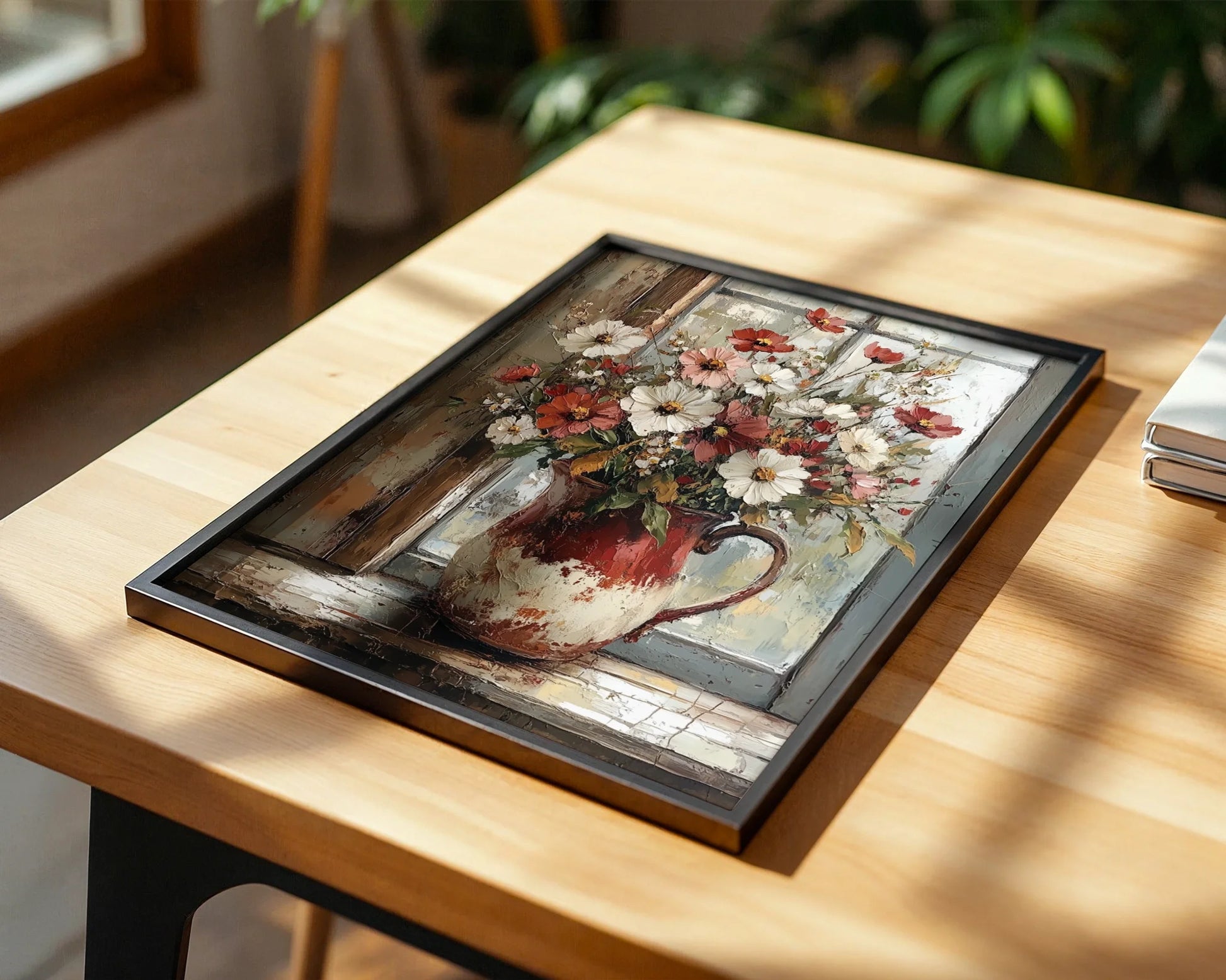 Rustic Floral Cosmos Pitcher Farmhouse in room