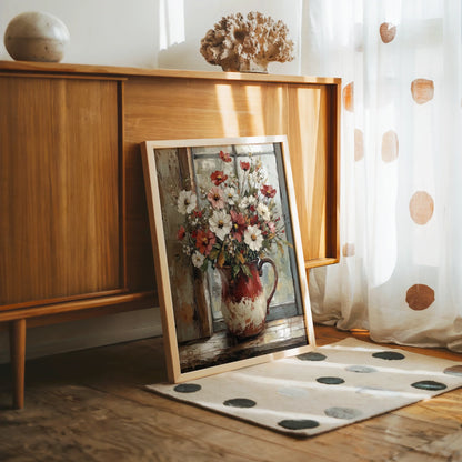 Rustic Floral Cosmos Pitcher Farmhouse in room