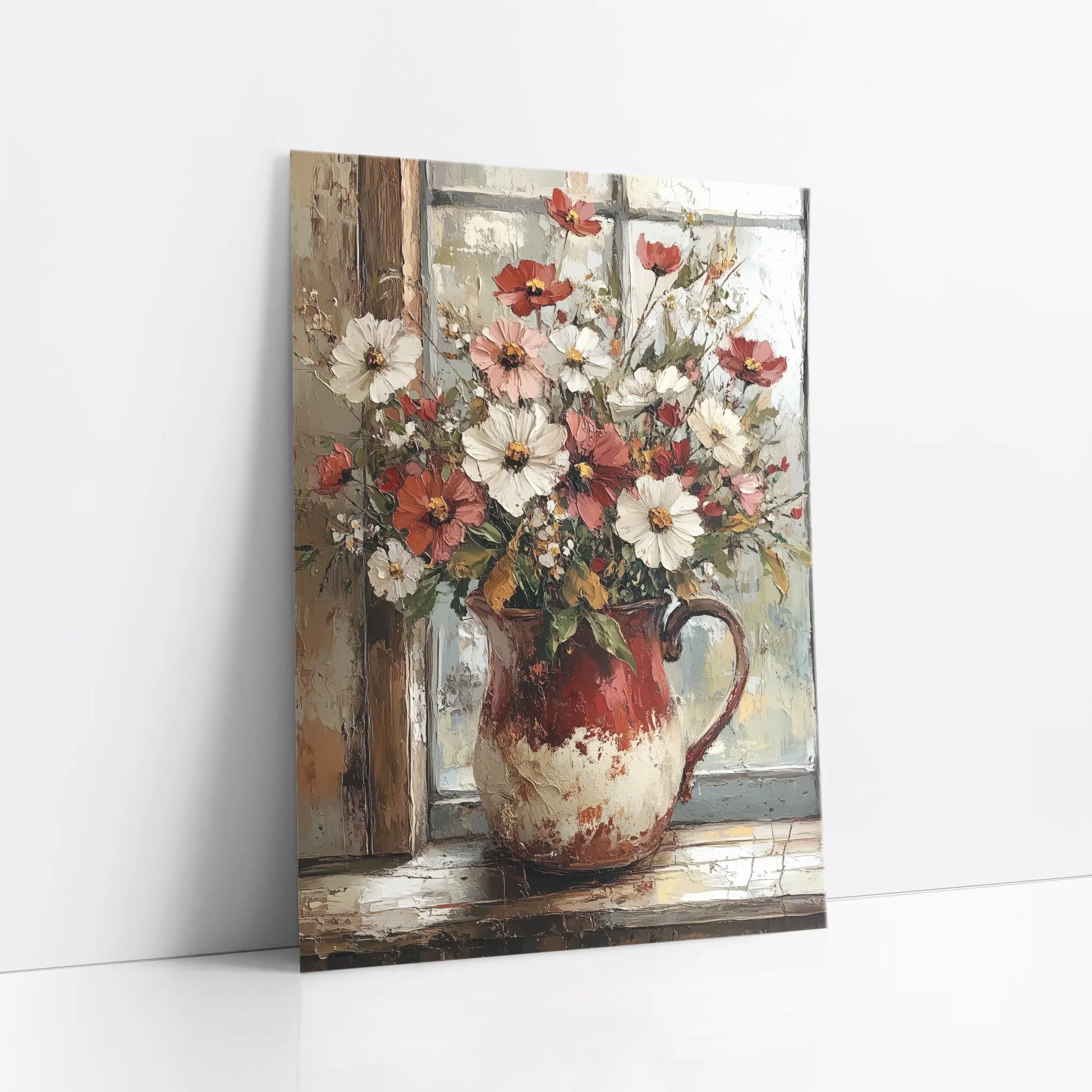 Rustic Floral Cosmos Pitcher Farmhouse art print