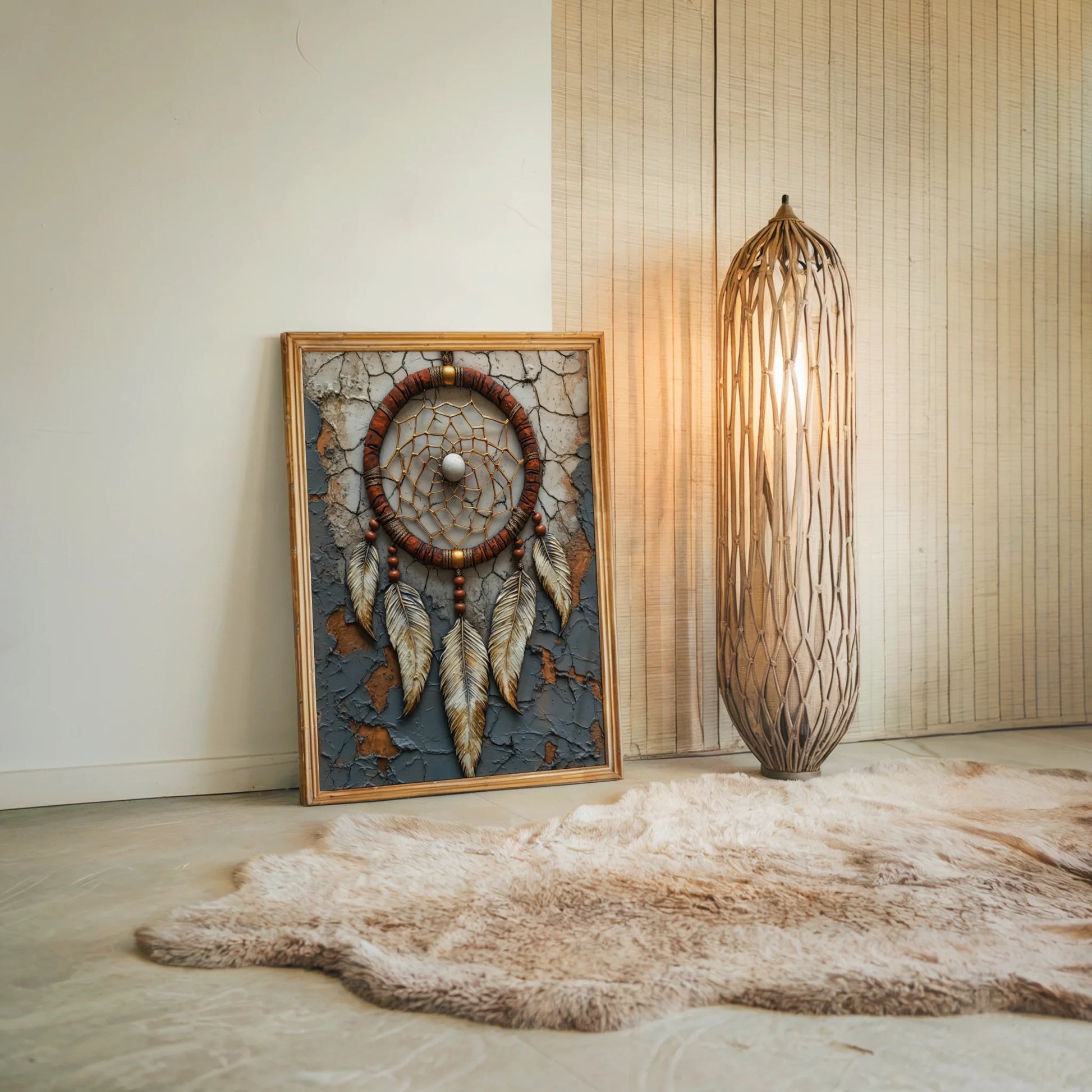 Native American Dreamcatcher Adobe Wall Art Eagle Feather in room