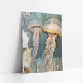 Coastal Jellyfish Art Rustic Weathered Wood art print