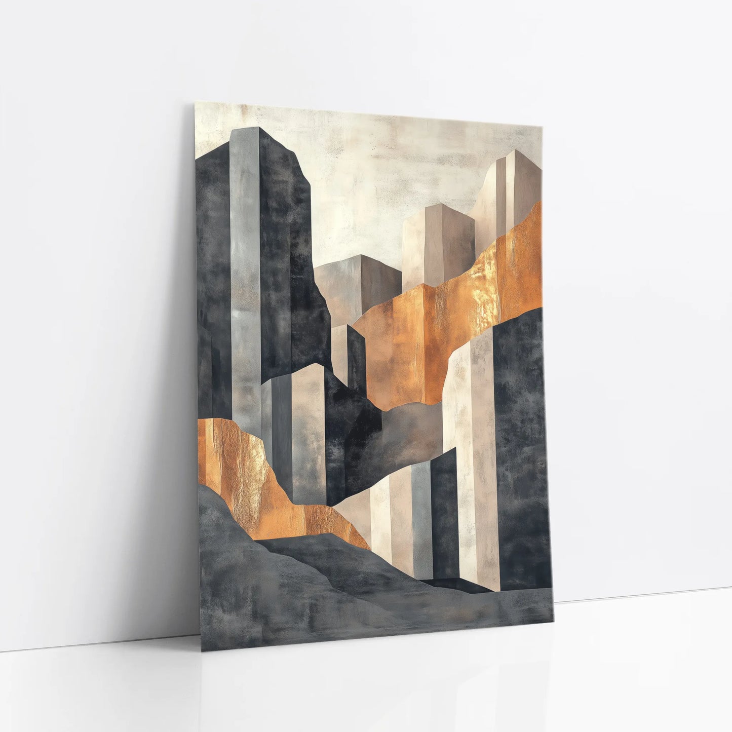 Copper Geometric Canyon Monolith Luxury art print