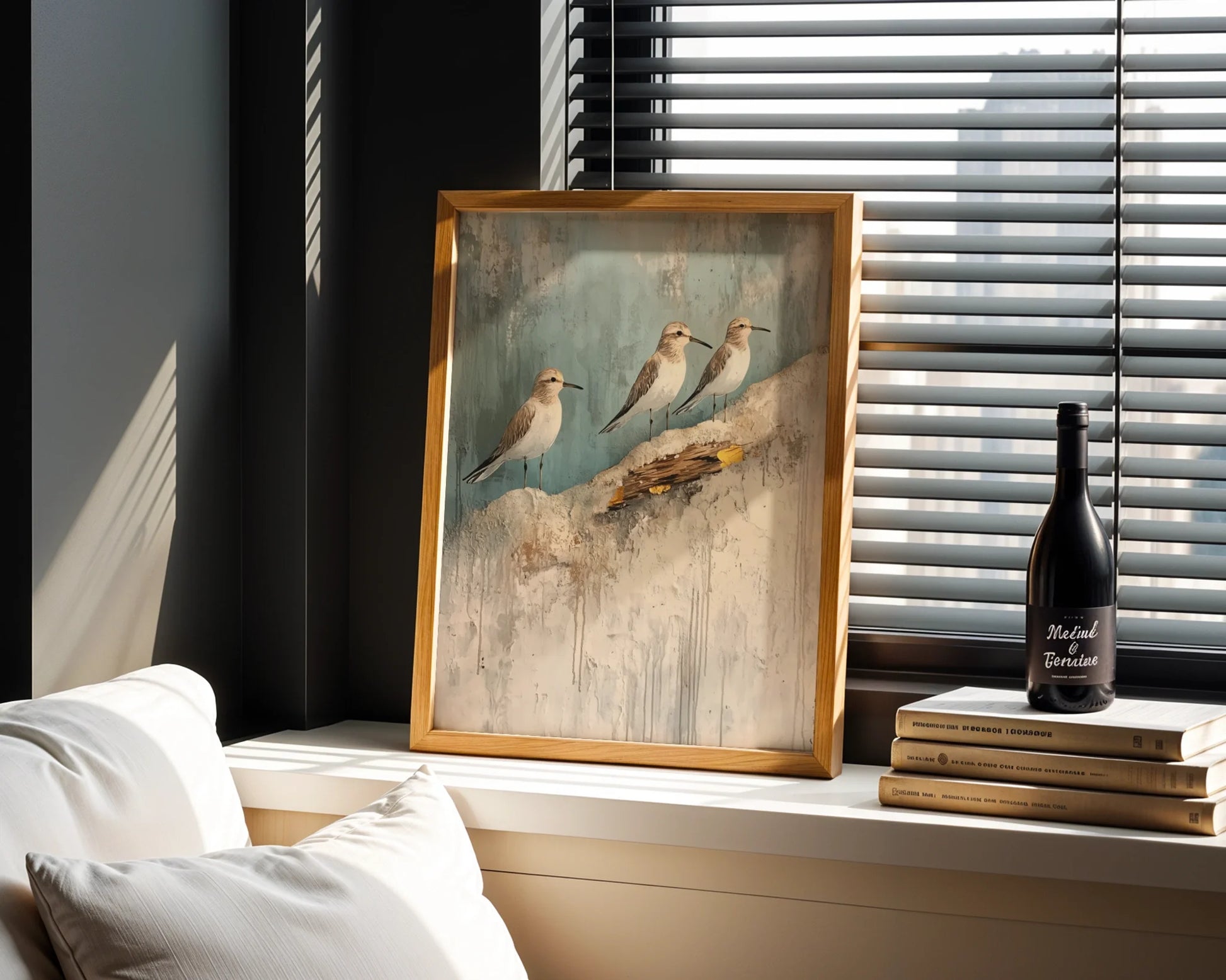 Coastal Birds - Three Shore Birds on Cliffs in room