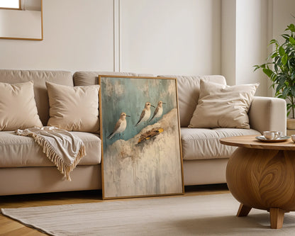 Coastal Birds - Three Shore Birds on Cliffs in room