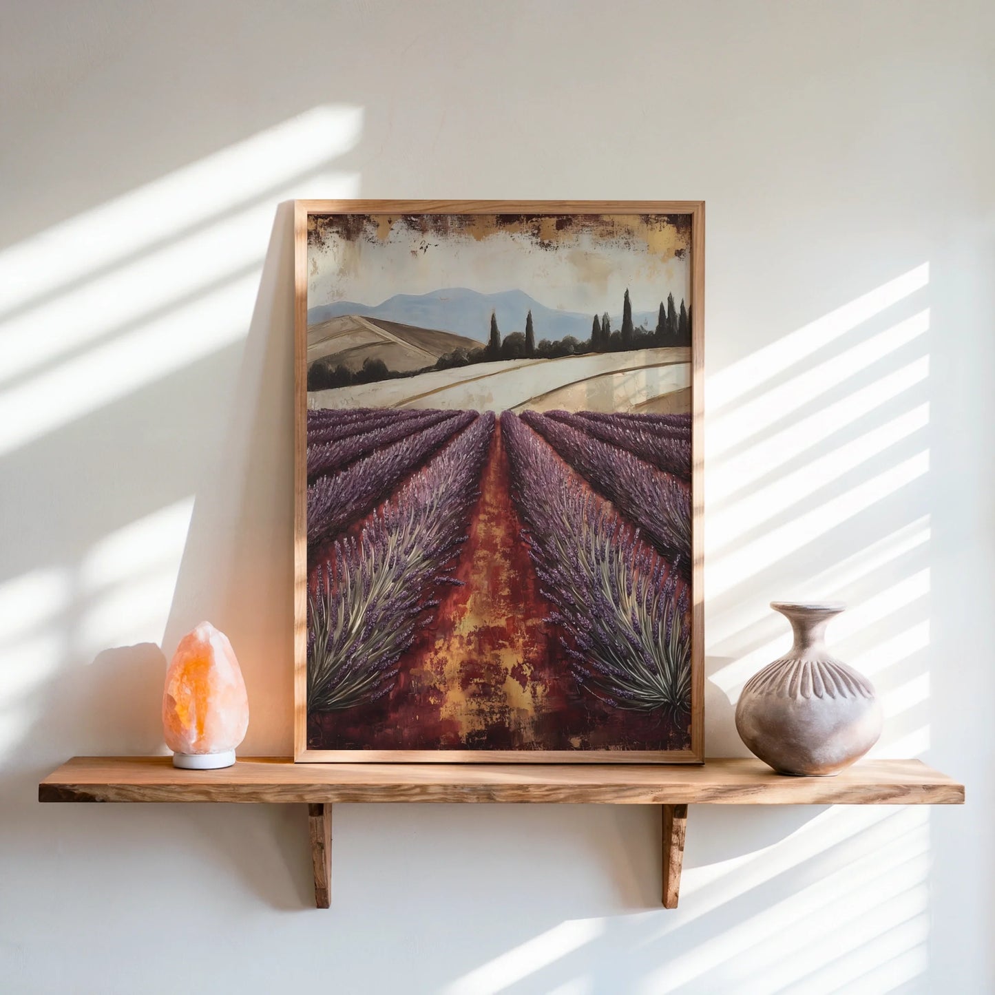 Lavender Field Tuscan Landscape Cypress Trees in room