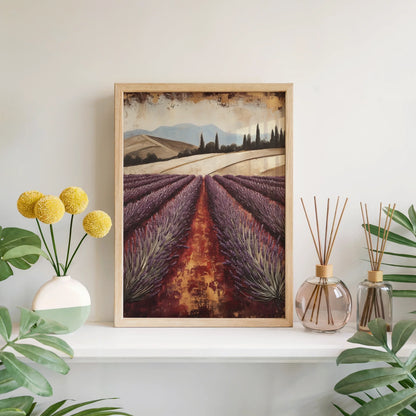 Lavender Field Tuscan Landscape Cypress Trees in room