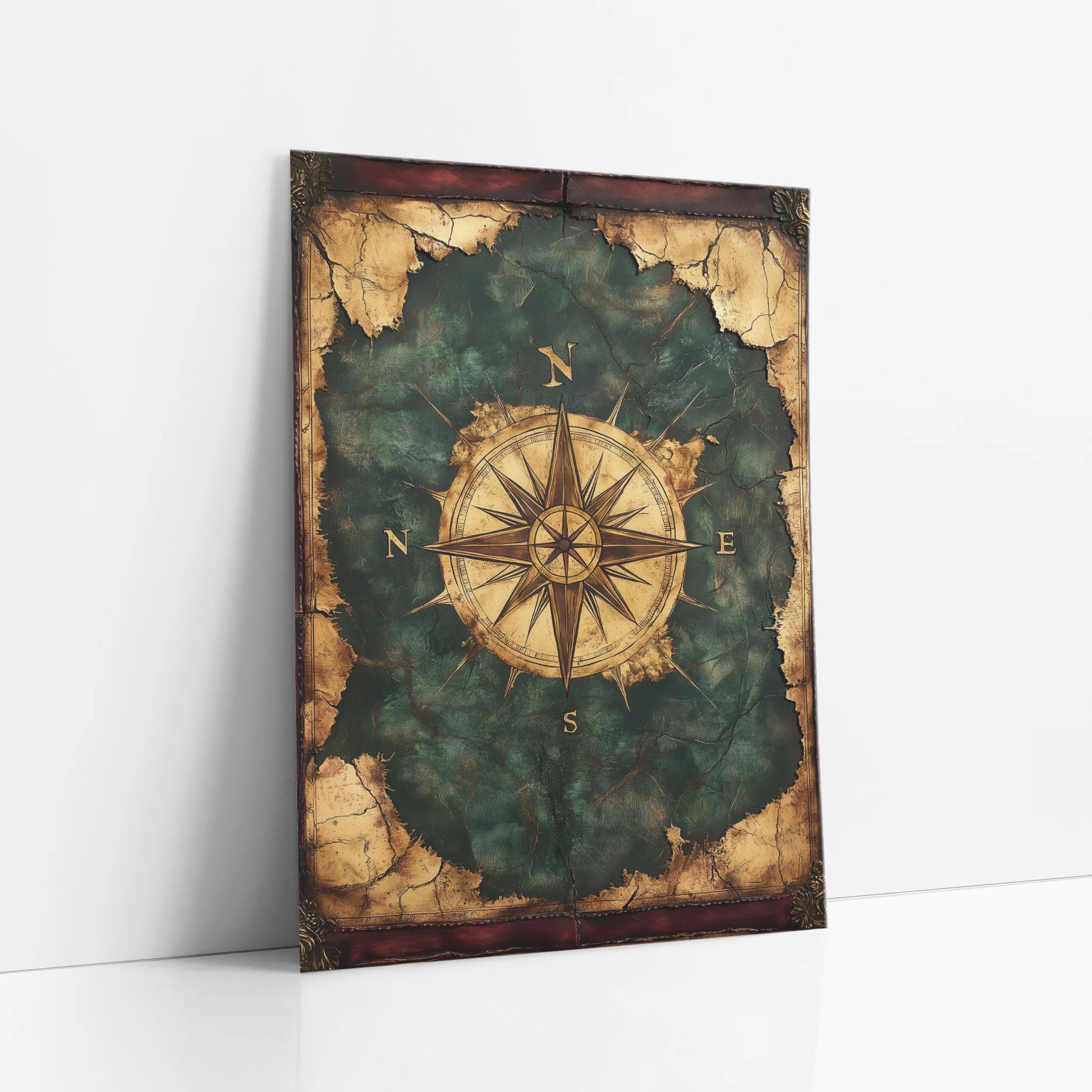 Nautical Compass Rose Emerald Seas Dark Academia Art art print