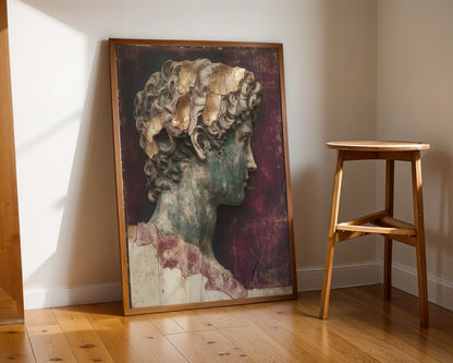 Roman Bust Gold Leaf Fresco Dark Academia in room