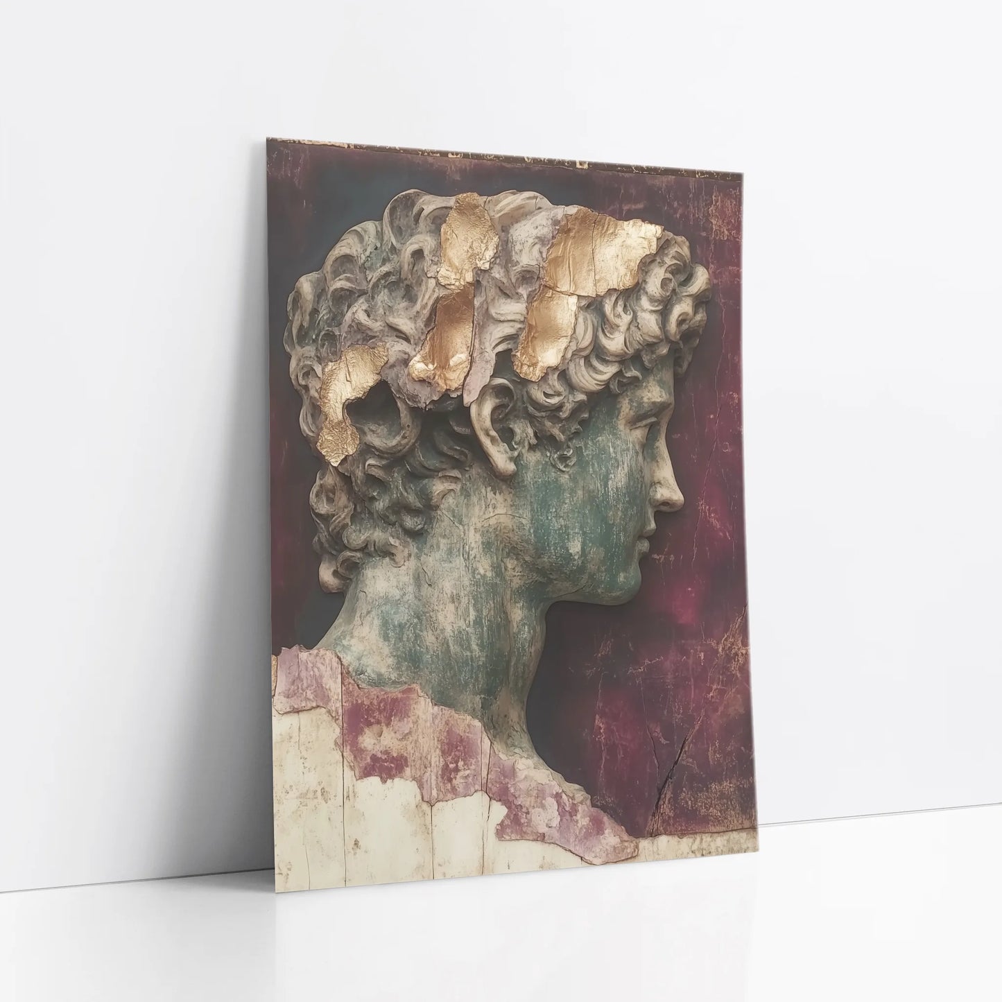 Roman Bust Gold Leaf Fresco Dark Academia art print