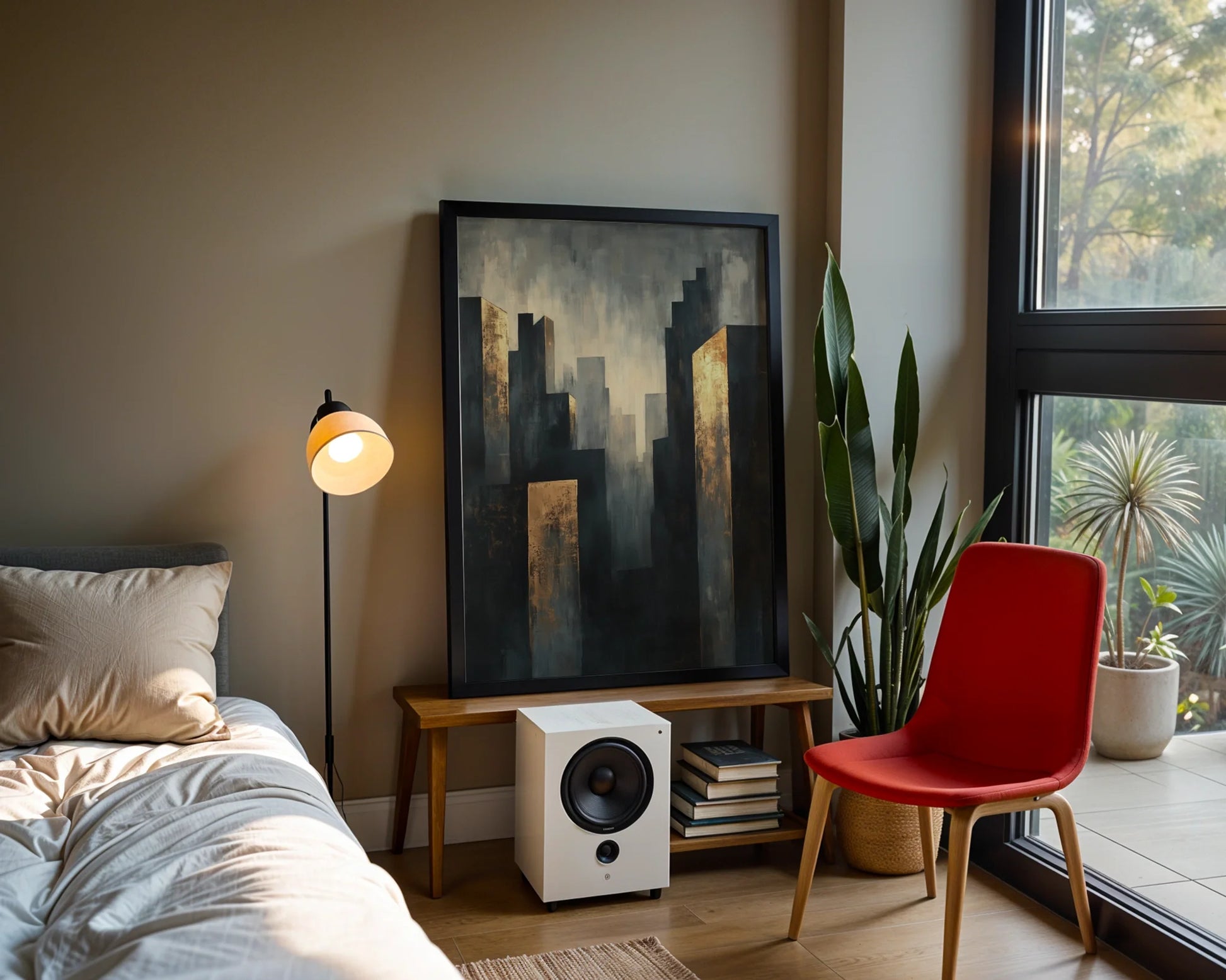 Copper Urban Skyline Industrial Haze in room