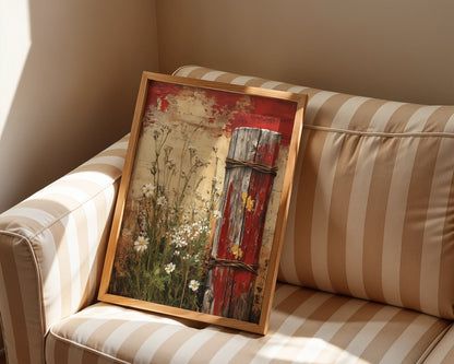 Rustic Farmhouse Fence Post Wildflowers in room