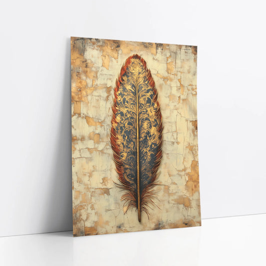 Ornate Feather Art Phoenix Baroque Gold art print