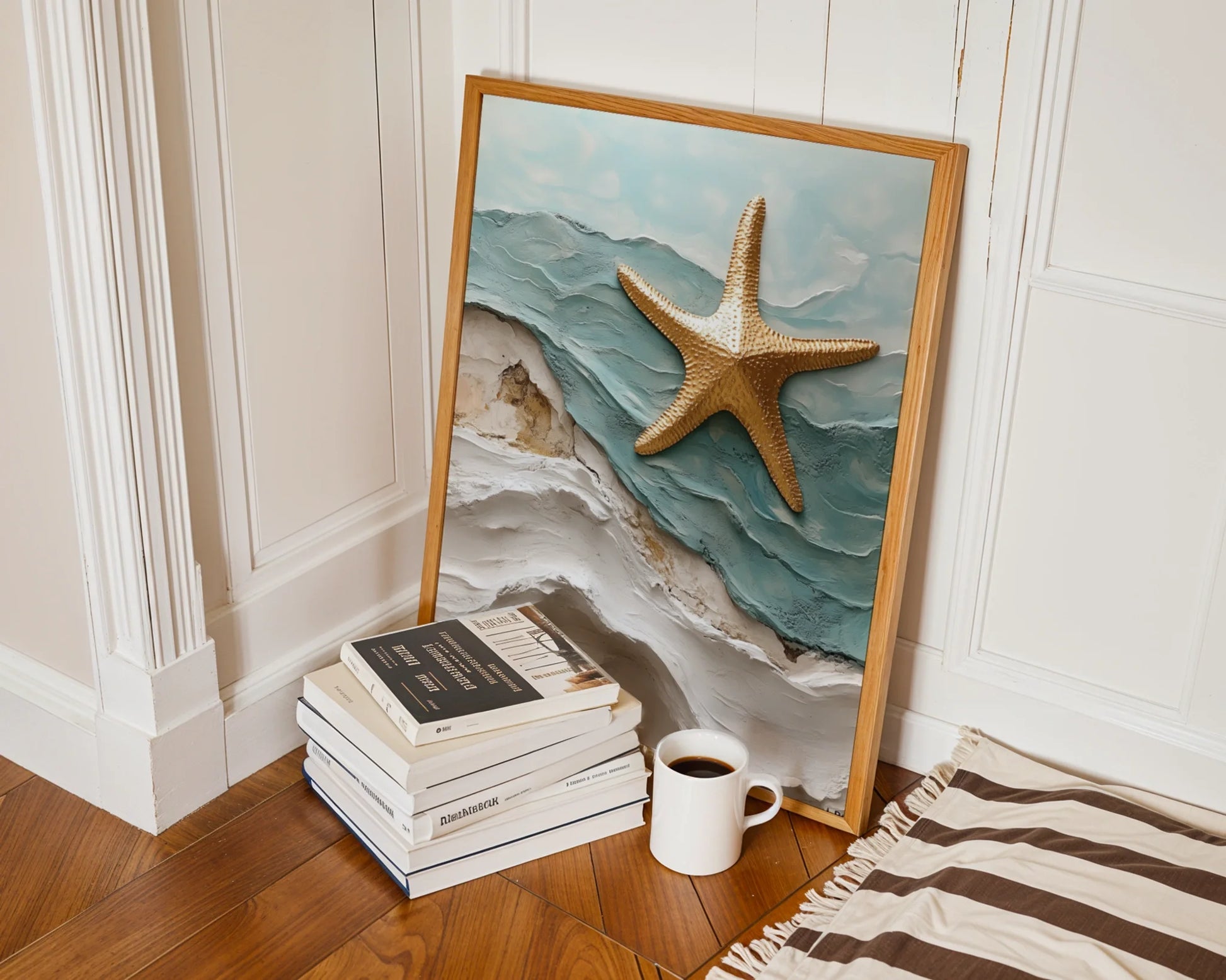 Coastal Starfish Textured Ocean Waves Impasto in room