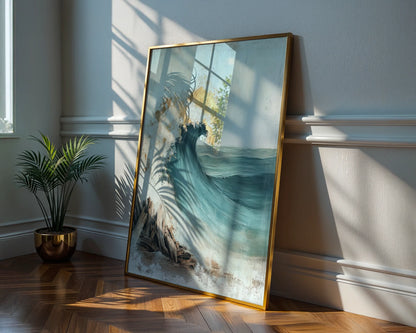 Ocean Wave Crashing Driftwood Textured in room