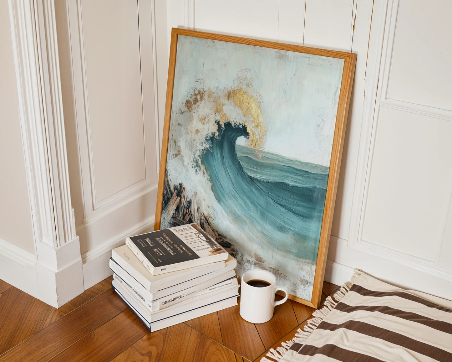 Ocean Wave Crashing Driftwood Textured in room