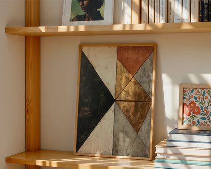 Gold Leaf Abstract Fractured Compass Rose in room