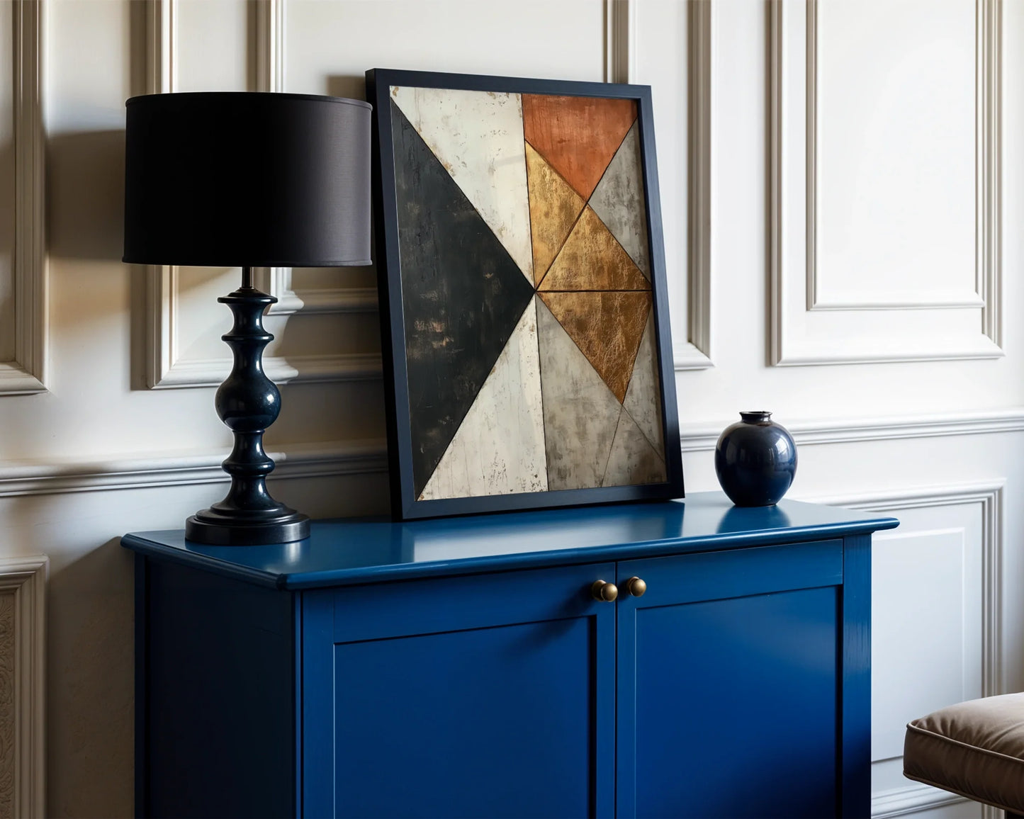 Gold Leaf Abstract Fractured Compass Rose in room