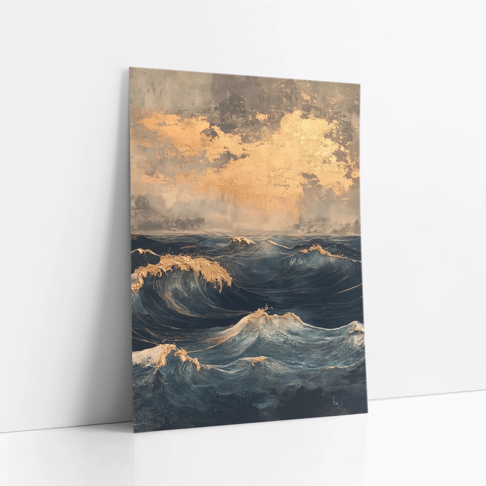 Stormy Ocean Waves Golden Foam Luxury art print