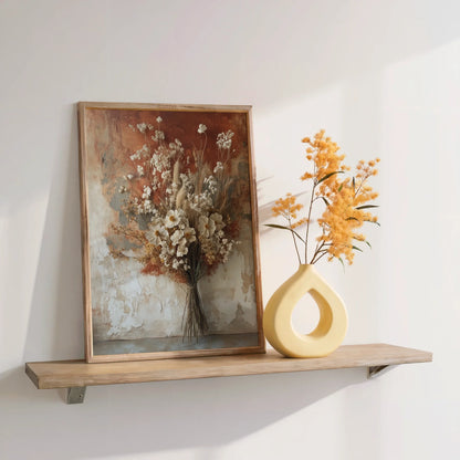 Dried Flower Art Cosmos Wheat Bouquet Boho in room
