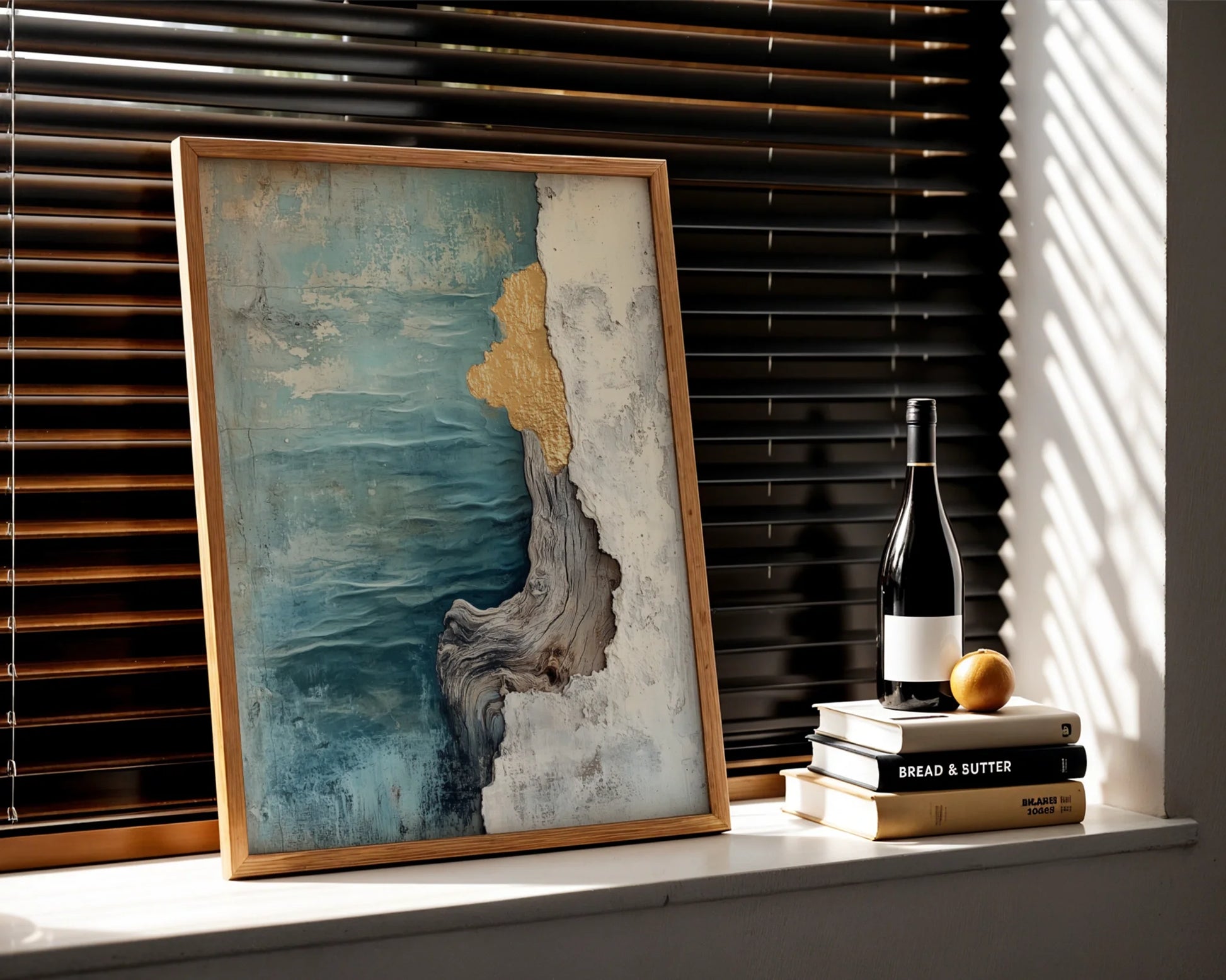 Turquoise Ocean Cliffs Textured Coastal in room