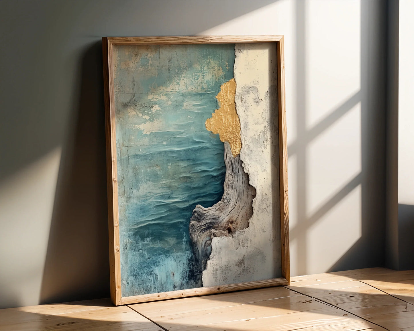 Turquoise Ocean Cliffs Textured Coastal in room