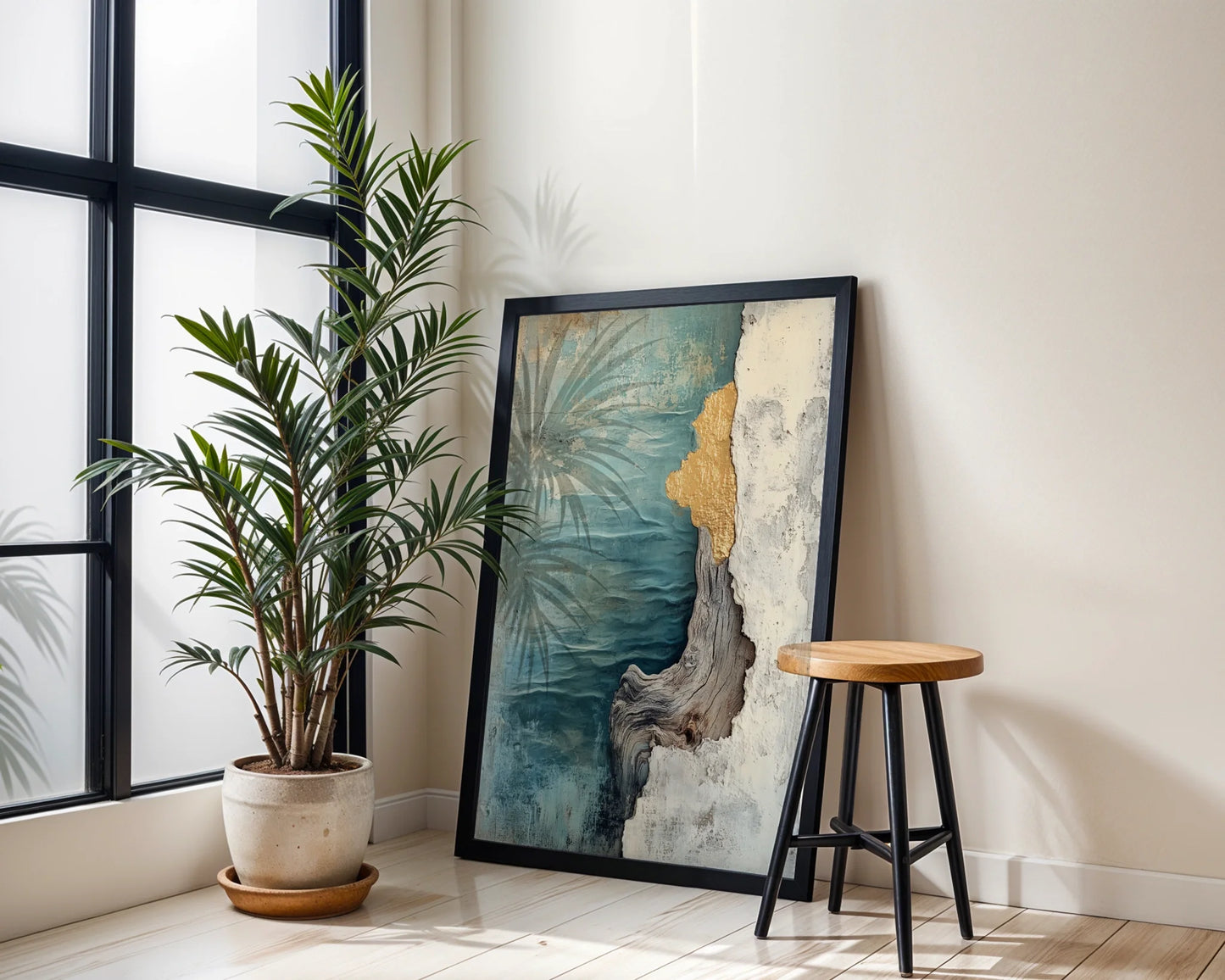 Turquoise Ocean Cliffs Textured Coastal in room