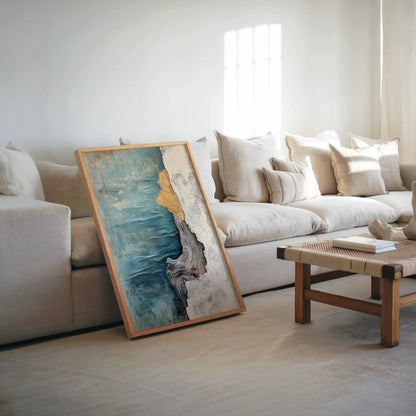 Turquoise Ocean Cliffs Textured Coastal in room