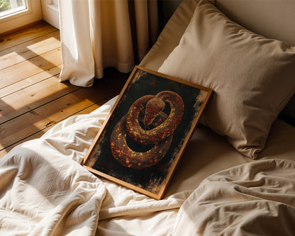 Copper Snake Art Dark Academia Serpent in room