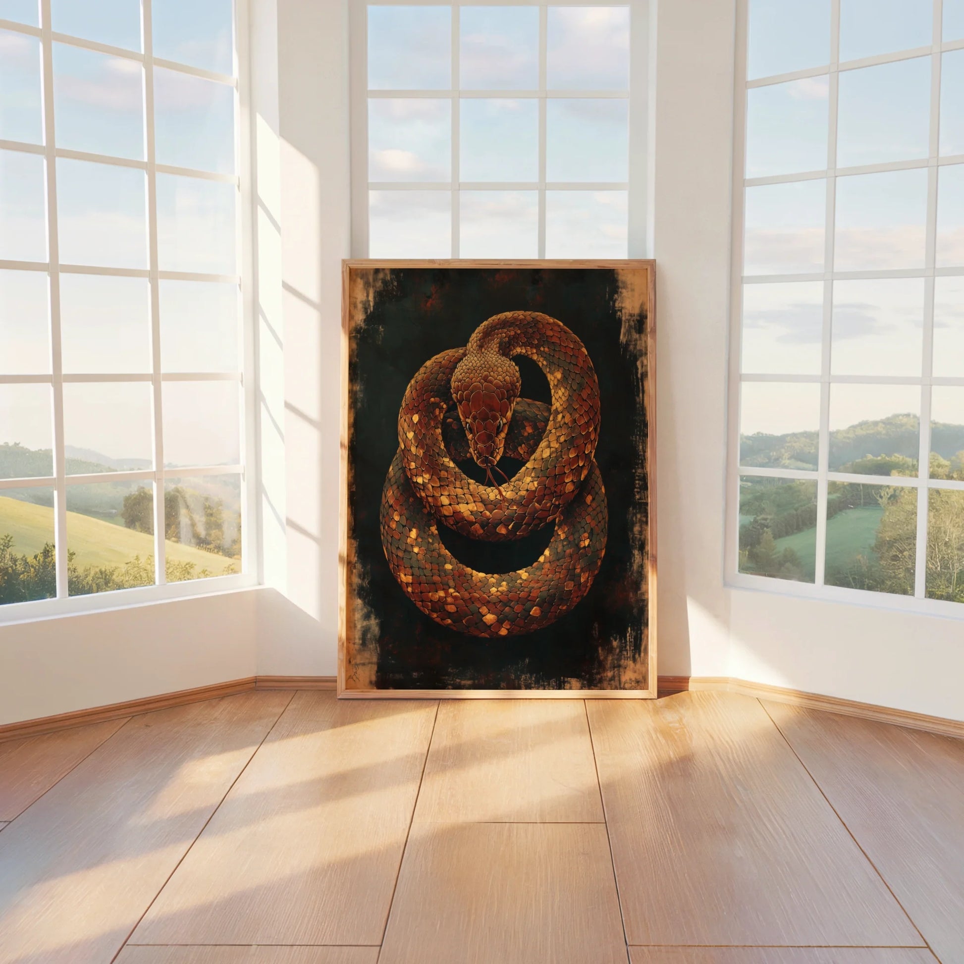 Copper Snake Art Dark Academia Serpent in room