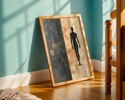 Blue Abstract Figure Walking Threshold in room