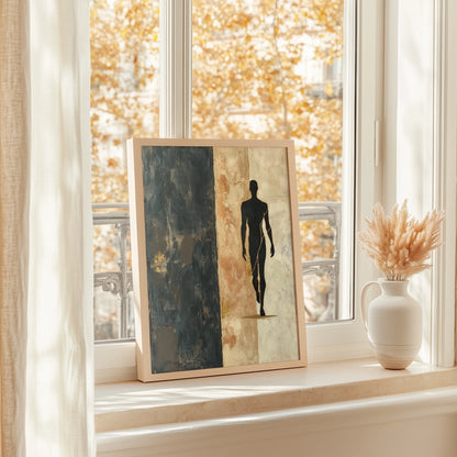 Blue Abstract Figure Walking Threshold in room