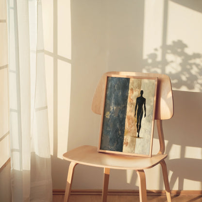 Blue Abstract Figure Walking Threshold in room