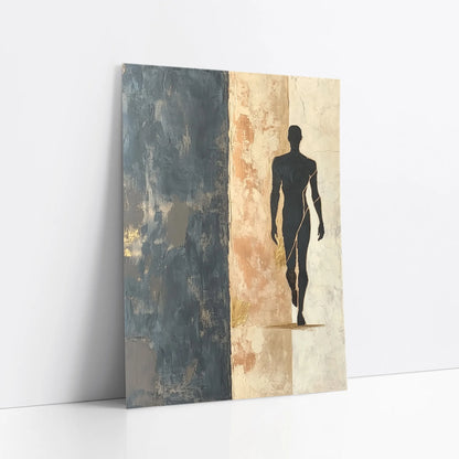 Blue Abstract Figure Walking Threshold art print