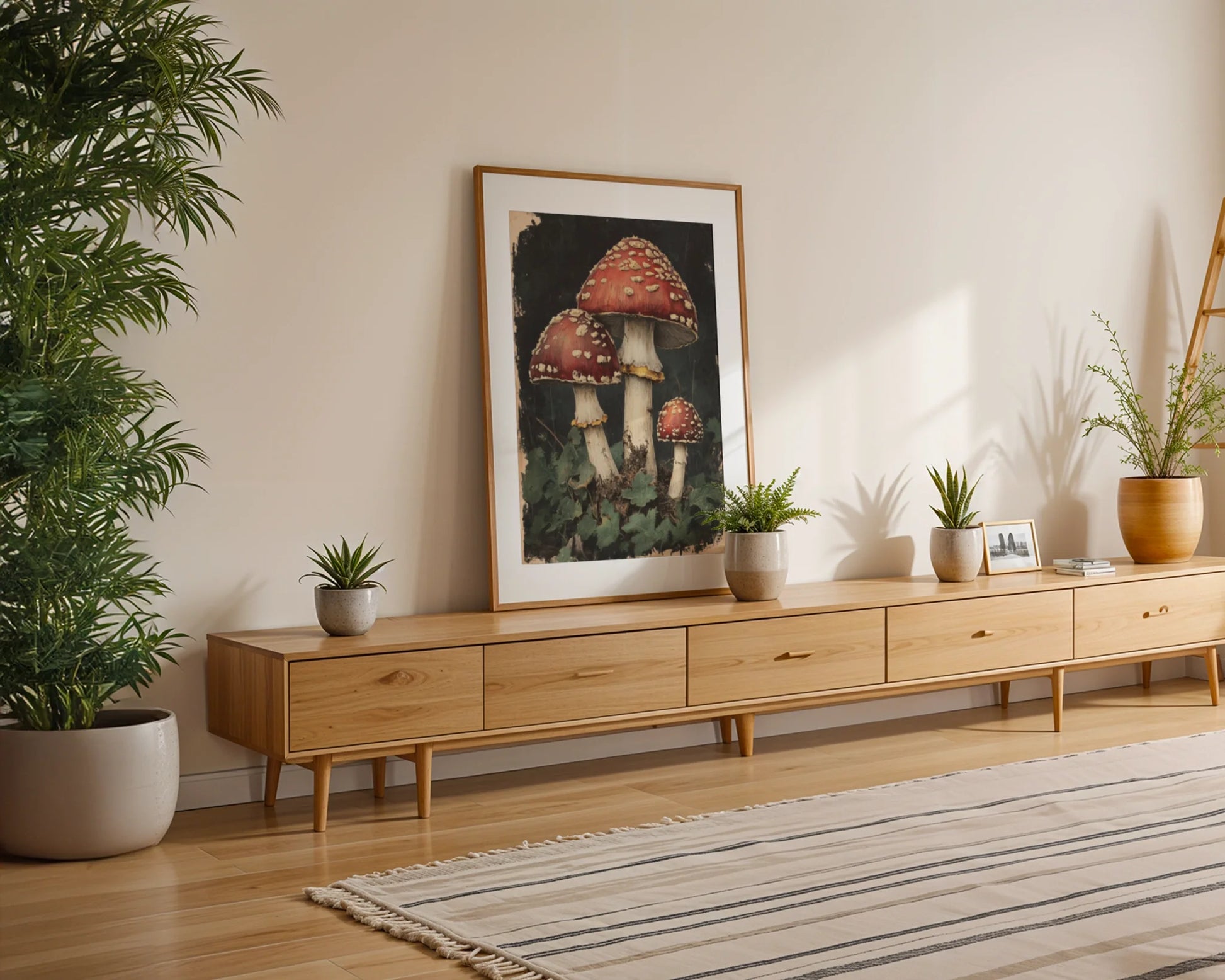 Red Spotted Mushroom Dark Academia Botanical in room