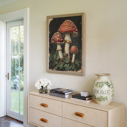 Red Spotted Mushroom Dark Academia Botanical in room