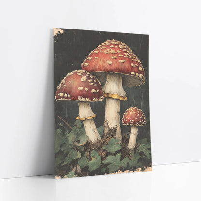 Red Spotted Mushroom Dark Academia Botanical art print