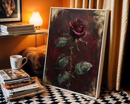 Dark Romantic Rose Burgundy Thorns Gothic in room