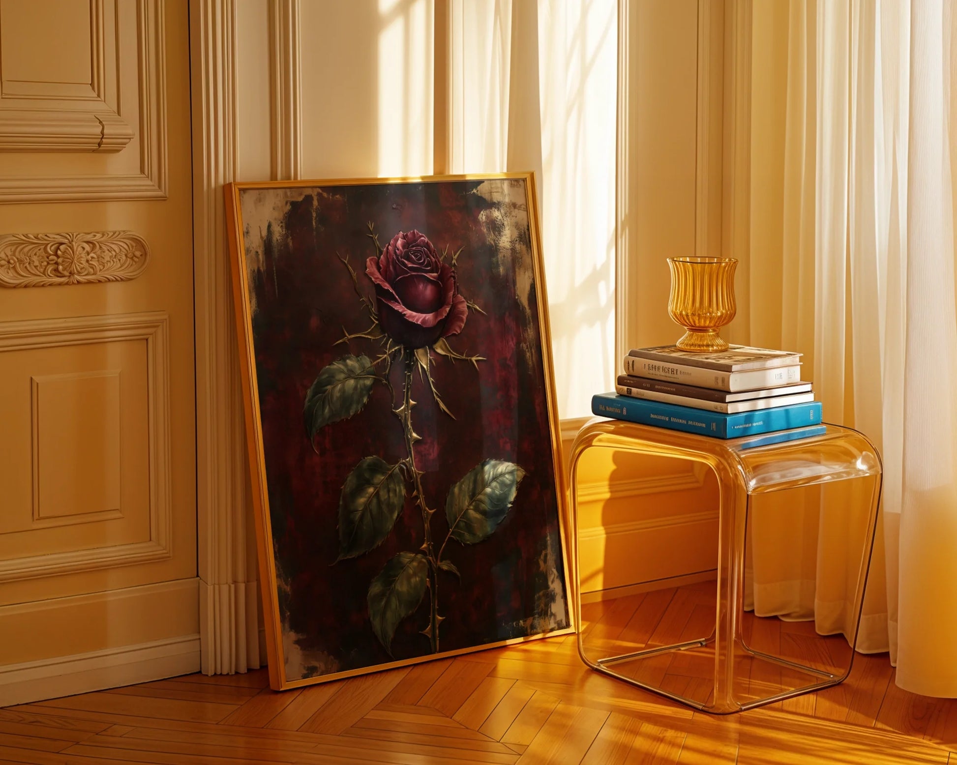 Dark Romantic Rose Burgundy Thorns Gothic in room
