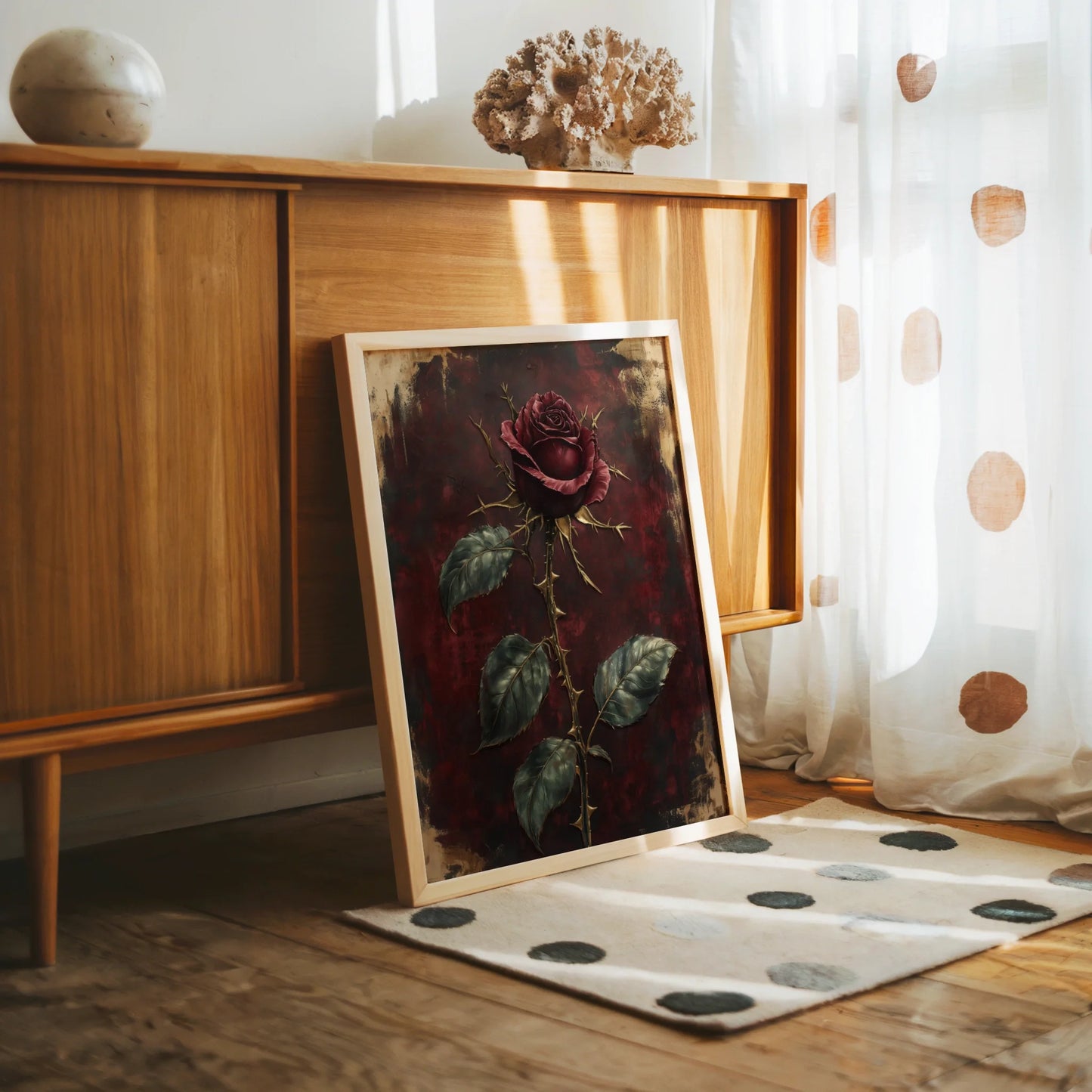 Dark Romantic Rose Burgundy Thorns Gothic in room