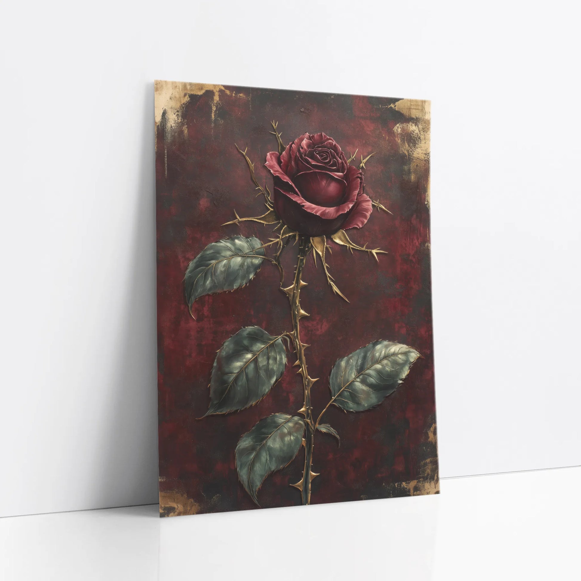 Dark Romantic Rose Burgundy Thorns Gothic art print