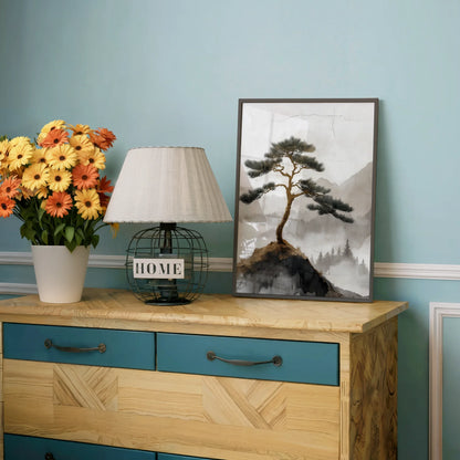 Mountain Pine Tree Japandi Misty Cliff in room