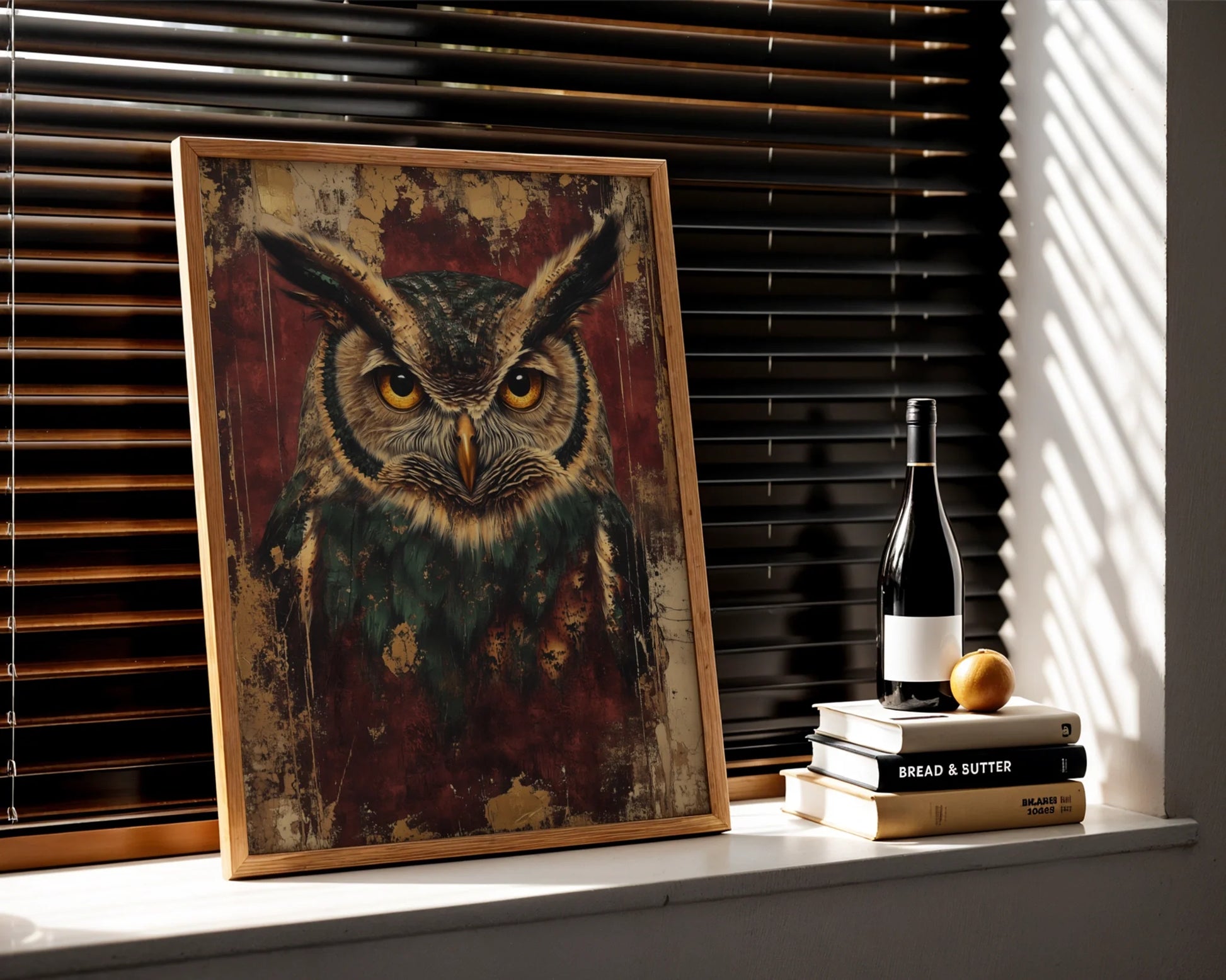 Wise Owl Bronze Ruins Dark Academia in room