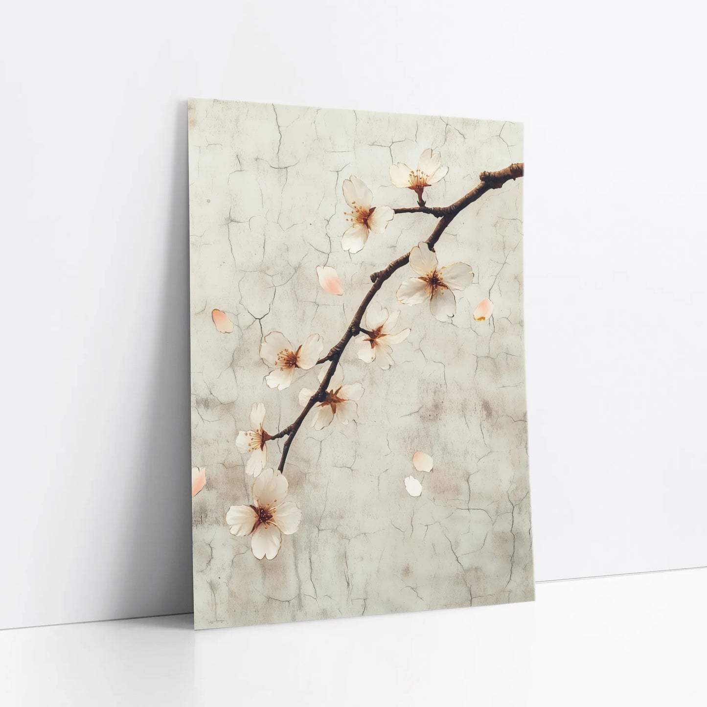 Cherry Blossom Art Cracked Fresco Japandi art print