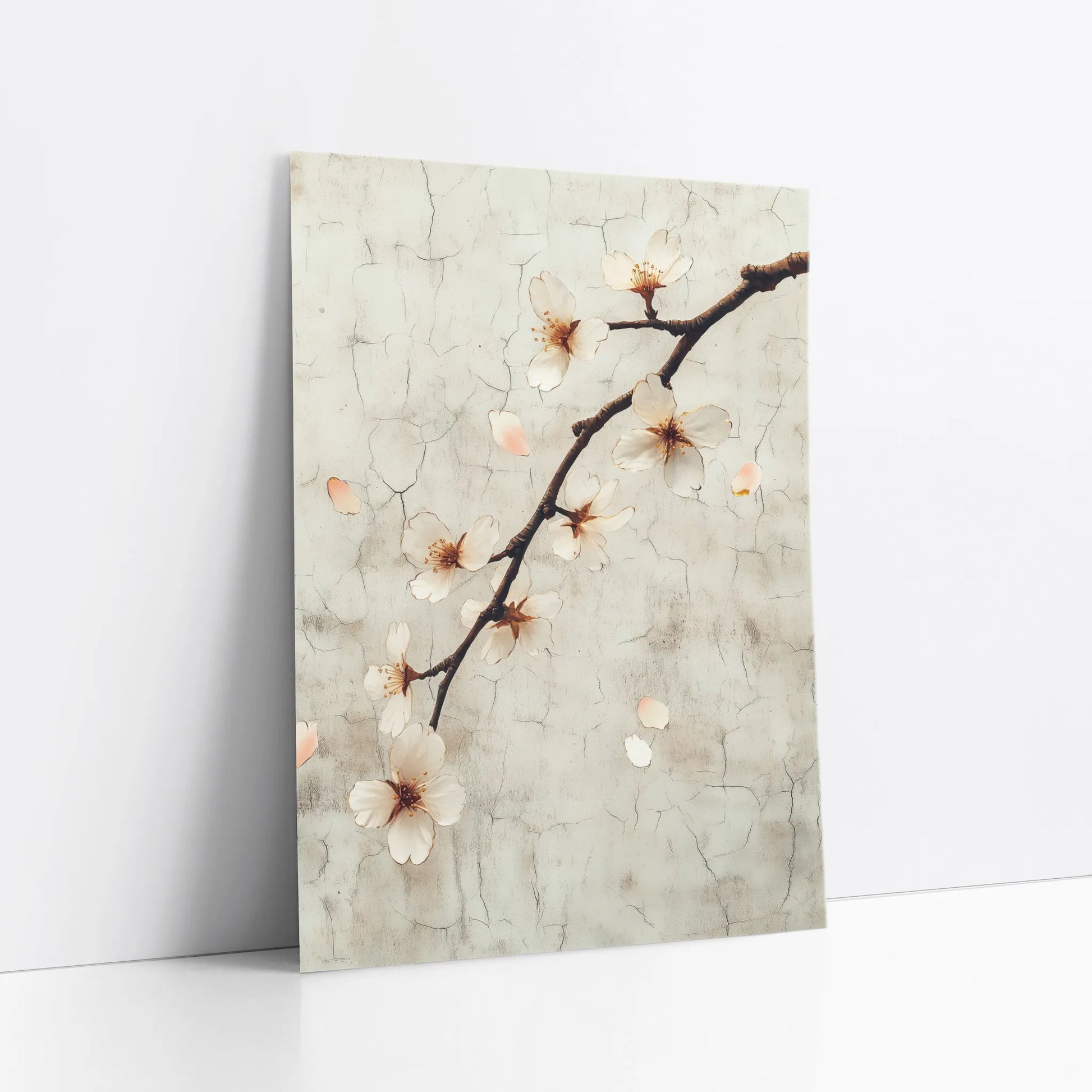 Cherry Blossom Art Cracked Fresco Japandi art print