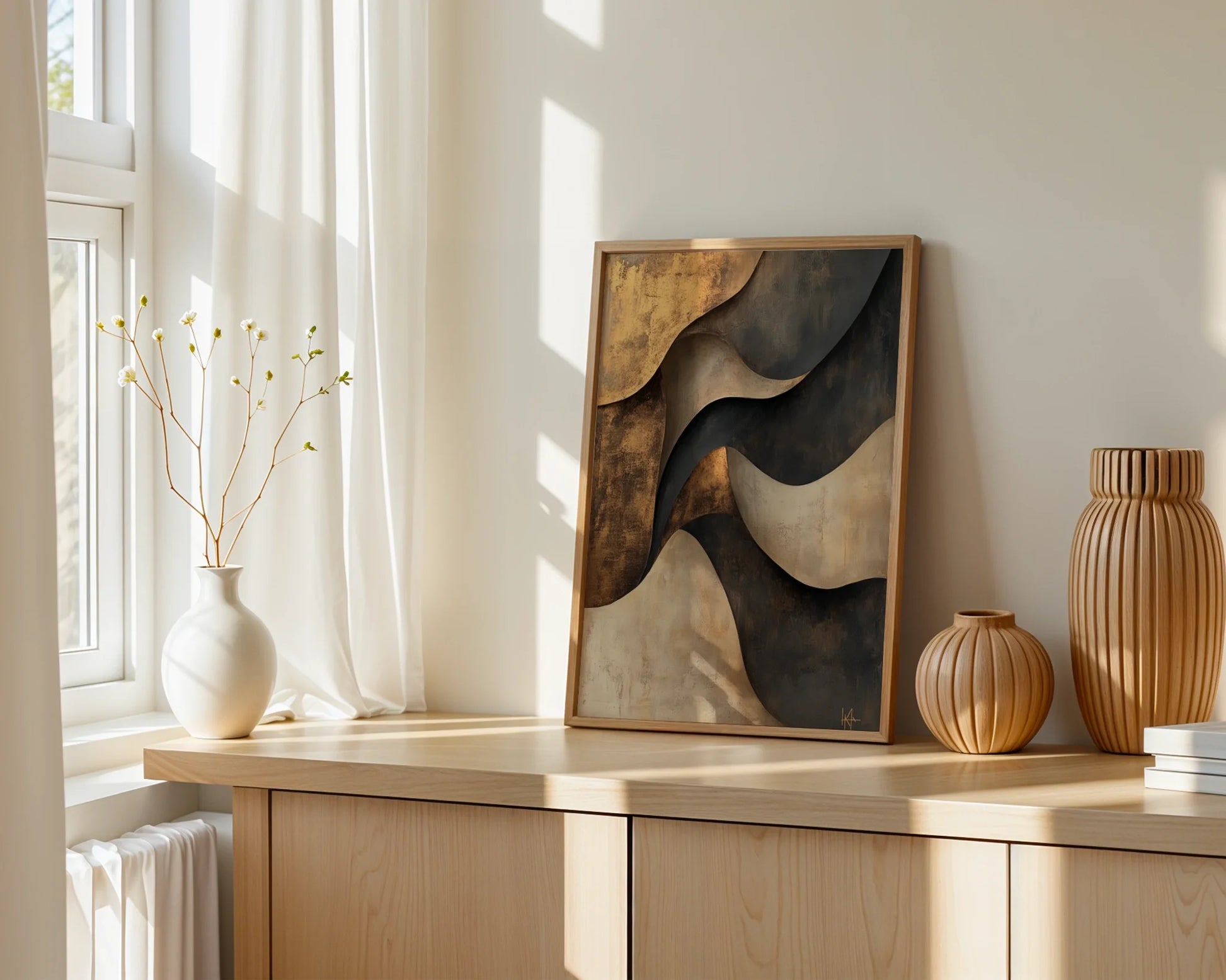 Bronze Metallic Layered Crescents Dining Room in room