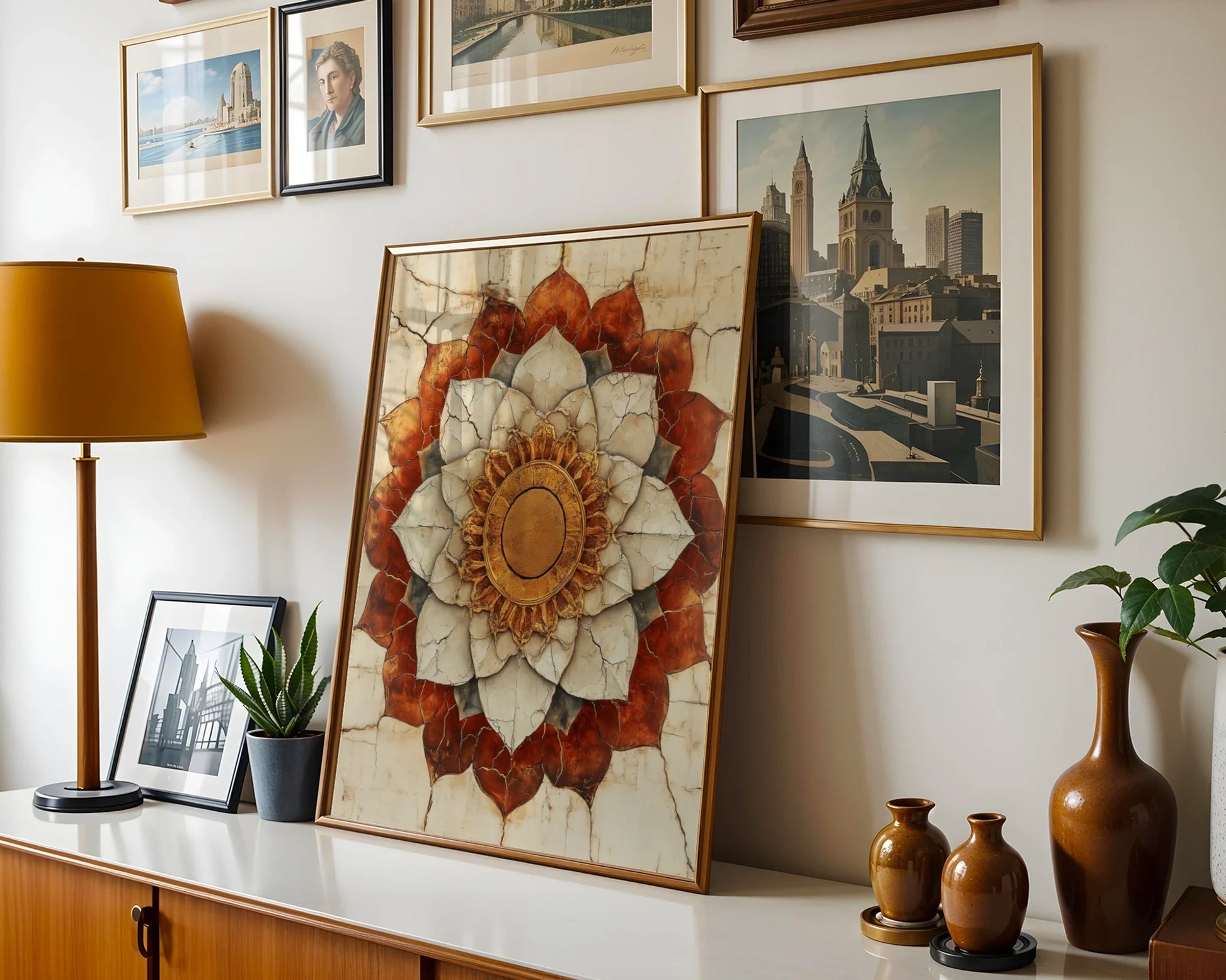 Lotus Mandala Sacred Geometry Cracked Temple in room